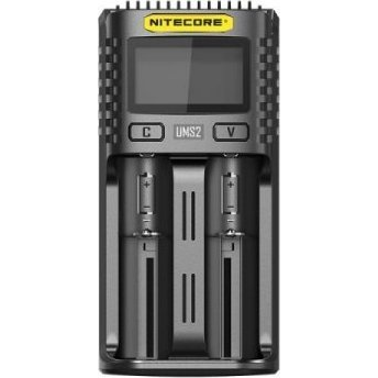 NiteCore UMS2 Hengeres akku töltő LiFePO4, Lítiumion, NiCd, NiMH 10440, 14500, 14650, 16340, 16500, 16650, 17350, 17650, 17670, 18350, 18500, 18650, (UMS2)