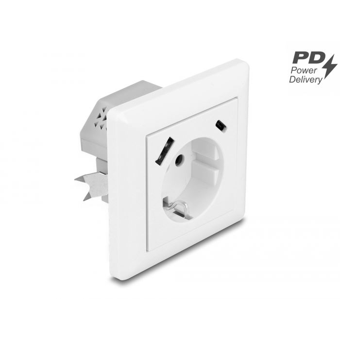 Delock konnektor két USB töltő csatlakozóval, 1db A-típusú USB és 1db USB Type-C PD 3.0-val, 18W (11499) (delock11499)