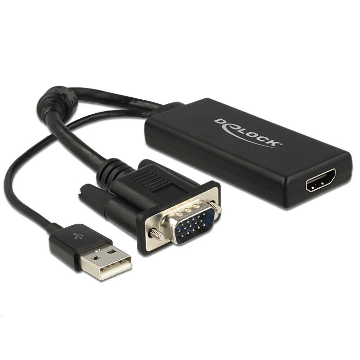 Delock 62668 VGA - HDMI adapter, audió funkcióval, fekete (62668)