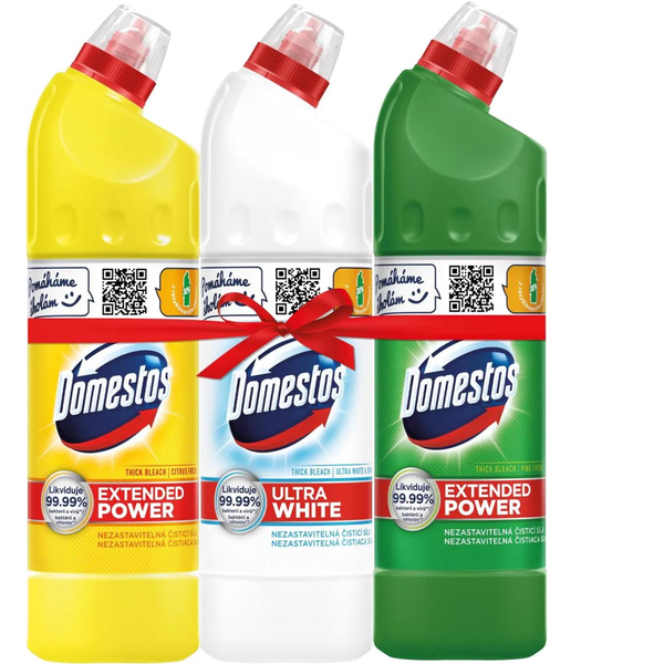 Domestos Ultra White 750ml + Extended Power Citrus 750ml + Extended Power Pine 750ml (CIS209mix3)