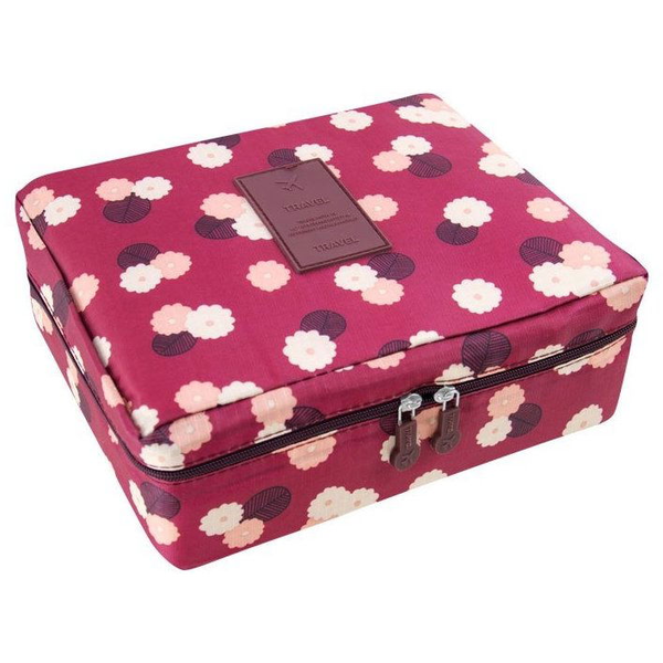 Kufryplus 13784 Travel Kozmetikai táska, virágos, bordó