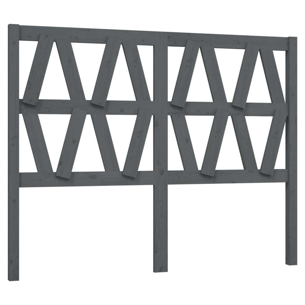 szürke tömör fenyőfa ágyfejtámla 126 x 4 x 100 cm (818612)