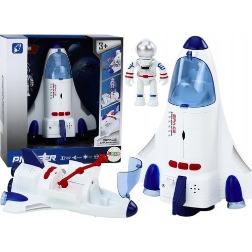 LeanToys Statek Kosmiczny Napęd Światła Dźwięki Kosmonauta Biały