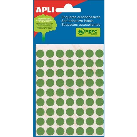 APLI 10 mm kör, kézzel írható etikett, zöld színű 315 darab (LCA2054) (LCA2054)