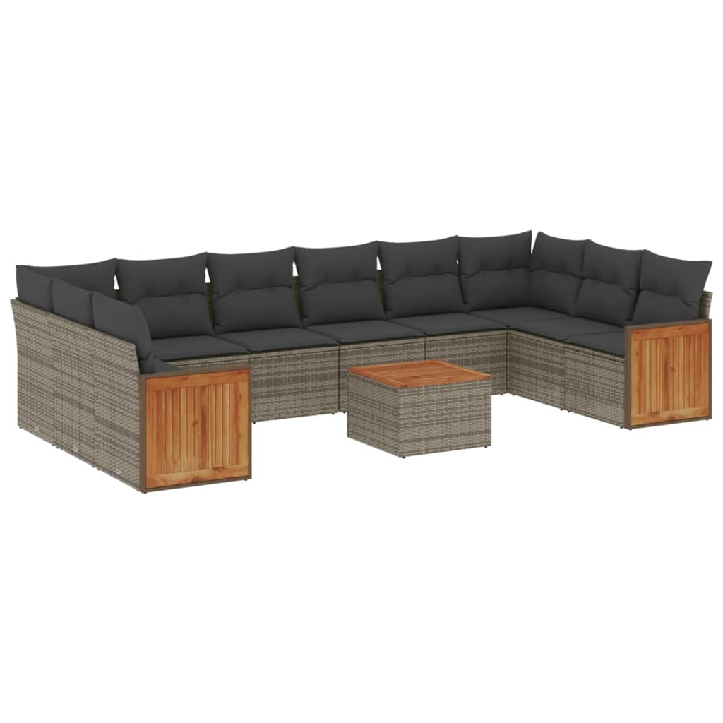 11 részes szürke polyrattan kerti ülőgarnitúra párnákkal (3228013)