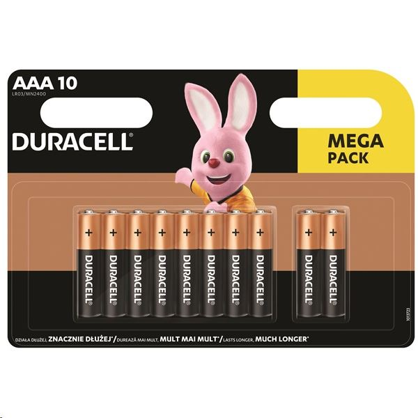 Set 10 baterii AAA, Duracell, BSC, Negru/Bronz