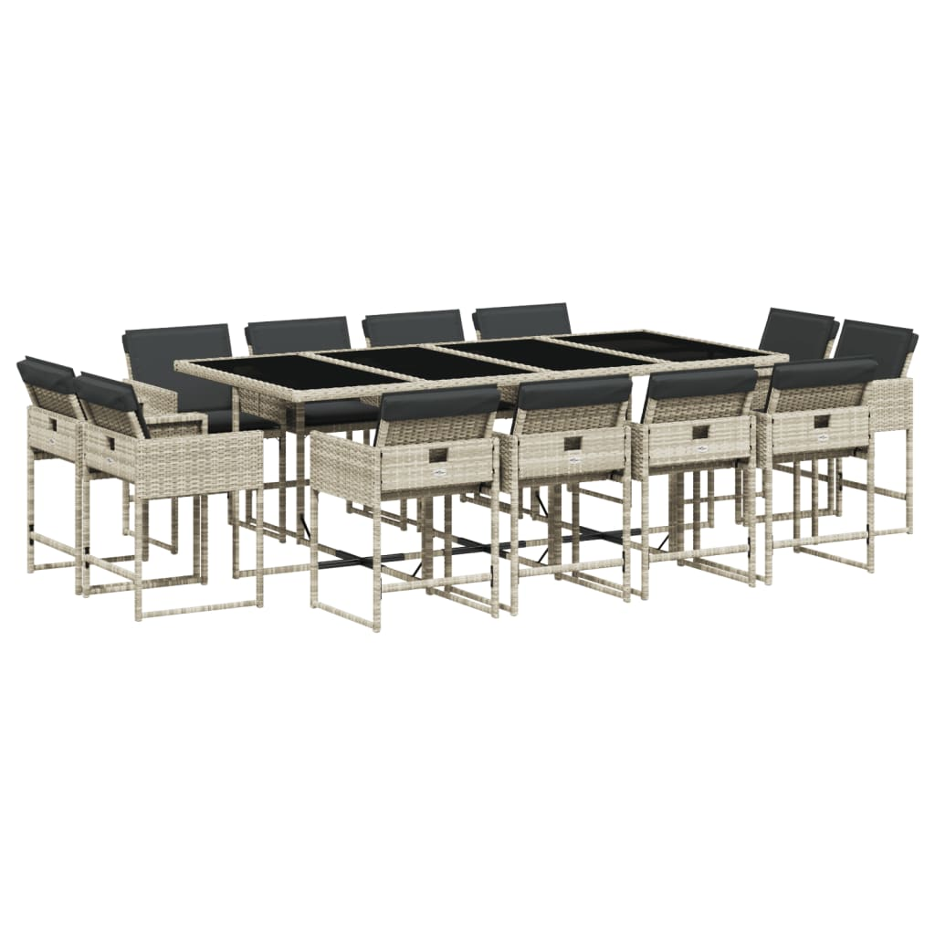 13 részes szürke polyrattan kerti étkezőgarnitúra párnákkal (3211403)