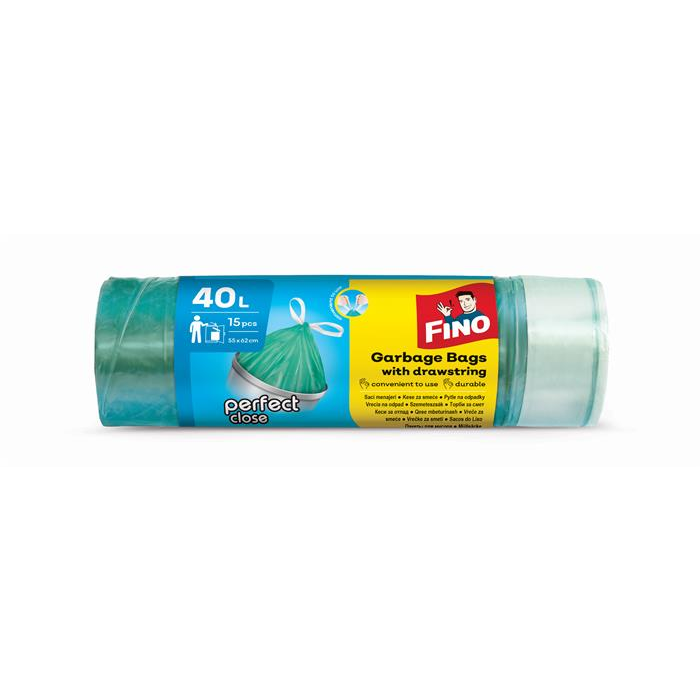 Fino Perfect Close Zárószalagos szemeteszsák 40 l (15 db / tekercs) - Zöld (8571050011)