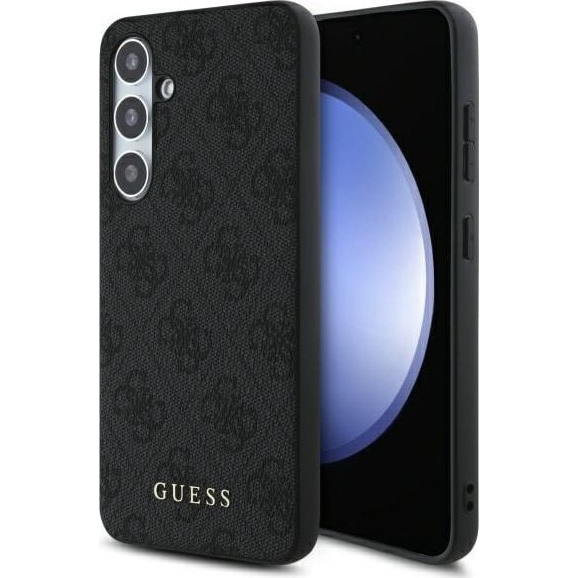 Калъф за телефон Samsung Galaxy S24 FE, Guess, естествена кожа, черен