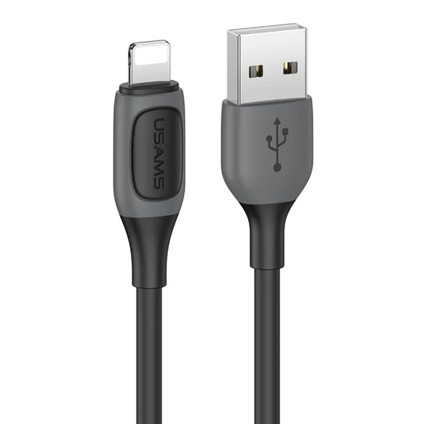Usams Jelly Series Fast Charging USB кабел, съвместим с Lightning, 2.4A, 1m, черен