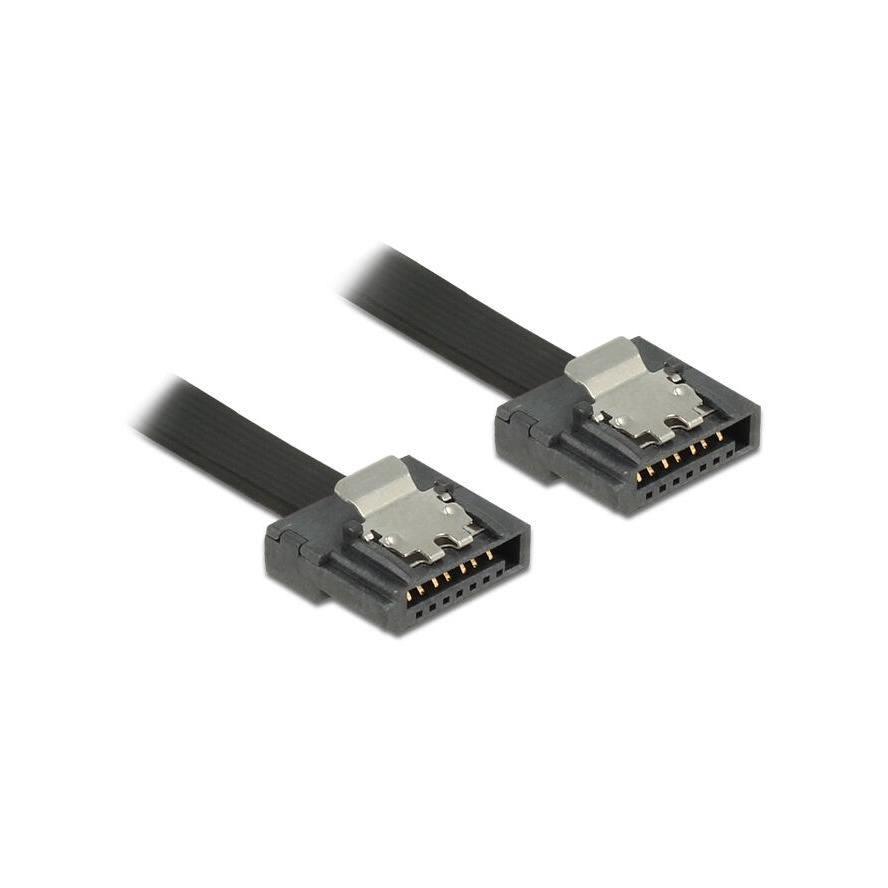 DELOCK Cable 6Gb/s flexi SATA kábel - 0,1m - Fekete (83838) (83838)