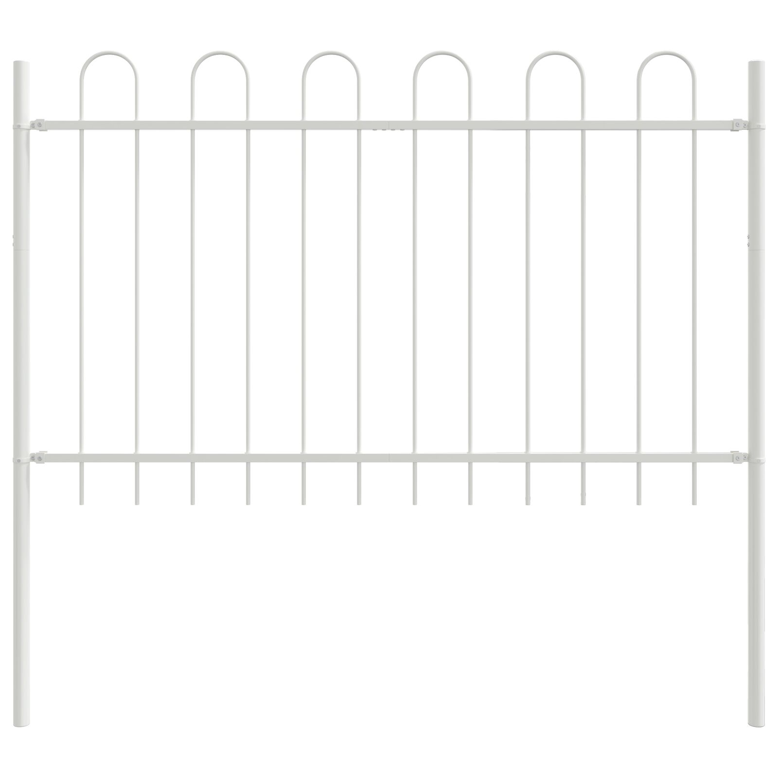 Kerti Kerítés Íves Felső Rész Készlet Fehér 1,7x0,8 m Acél (42003884)