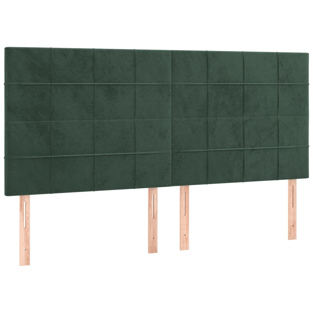 4 db sötétzöld bársony fejtámla 80 x 5 x 78/88 cm (3116389)
