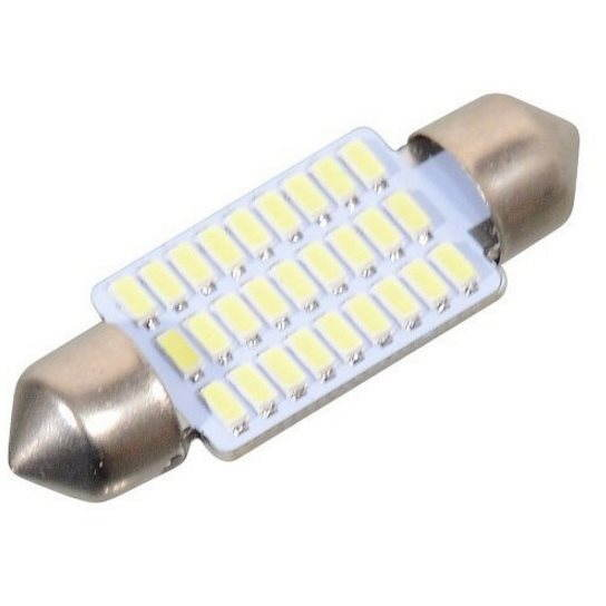 27 SMD szofita LED izzó 12V SV8.5 38 mm, fehér (33819)