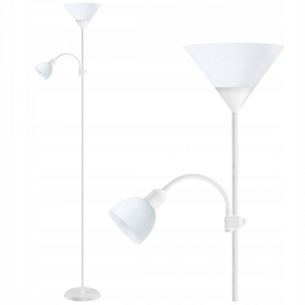 Подова лампа Platinet PFLF066W, E27 и E14, 180см, метал и пластмаса, бяла