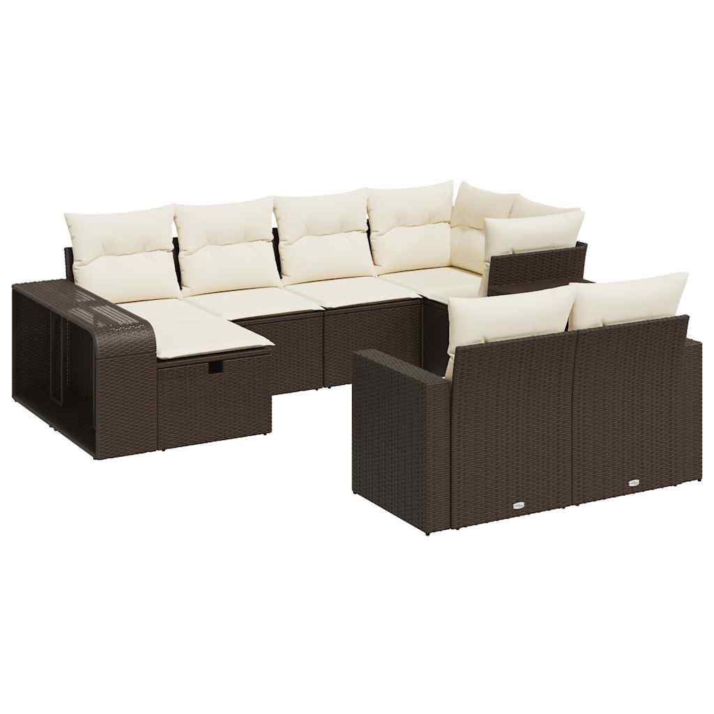 10 részes barna polyrattan kerti ülőgarnitúra párnákkal (3326067)