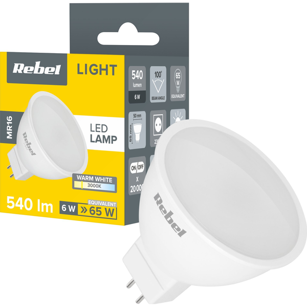 Lampa Led Rebel 6W MR16 3000K 230V trwałe mocne
