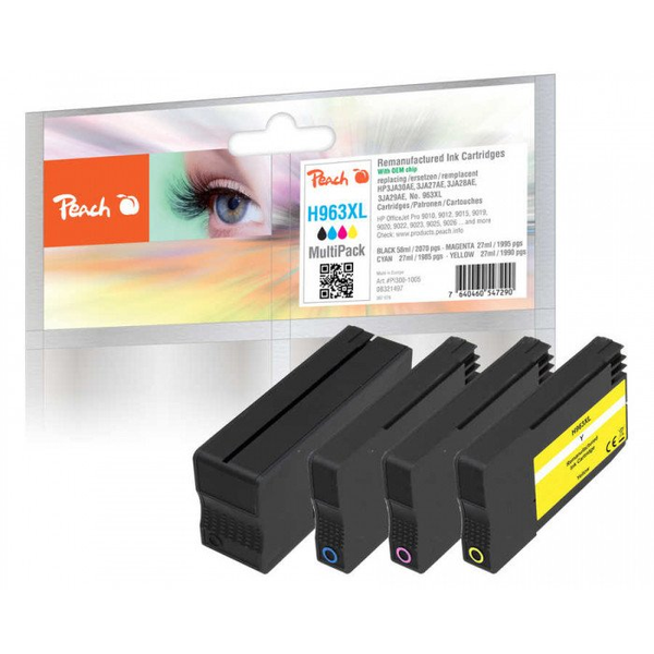 Peach PI300-1005 inktcartridge 4 stuk(s) Compatibel Hoog (XL) rendement Zwart, Cyaan, Magenta, Geel