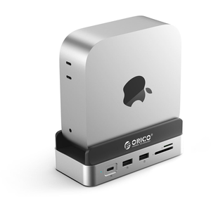 Stacja dokująca Orico Stacja dokująca do MacMini M4, USB-C 10 Gbps, z obudową M.2 NVMe, pionowa, metalowa