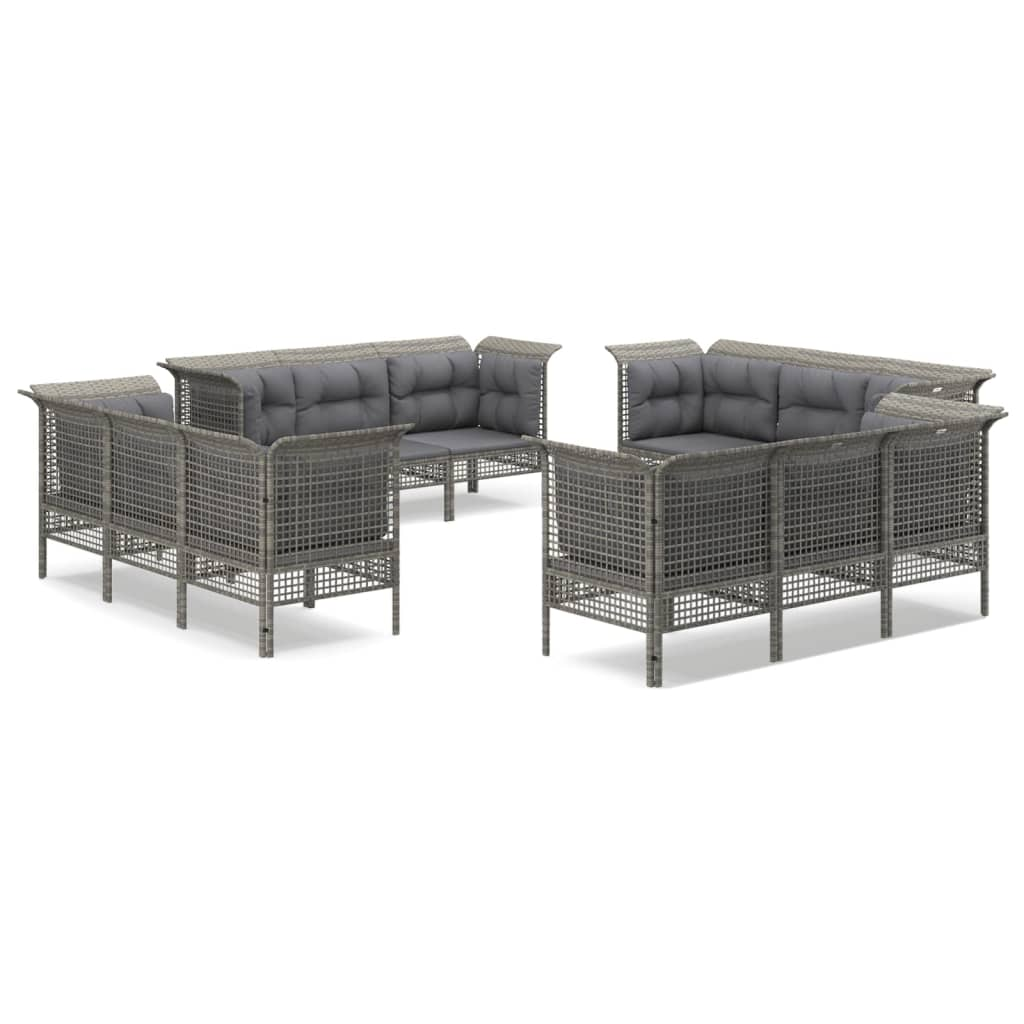 12 részes szürke polyrattan kerti ülőgarnitúra párnákkal (3187483)