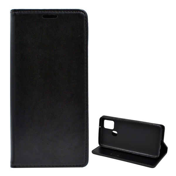 Tok álló, bőr hatású (FLIP, oldalra nyíló, asztali tartó funkció) FEKETE [Samsung Galaxy A21s (SM-A217F)] (5996457981502)