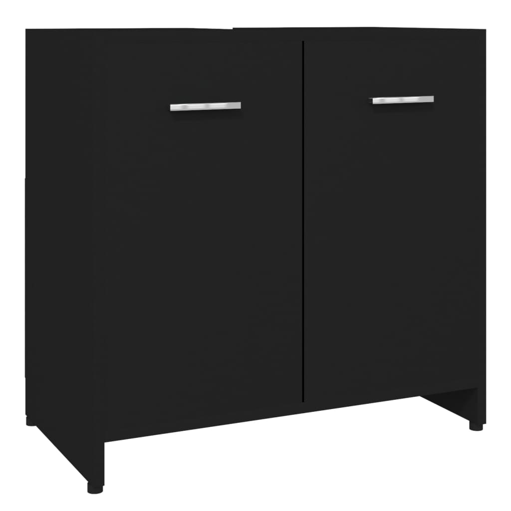 fekete forgácslap fürdőszobaszekrény 60 x 33 x 61 cm (802571)
