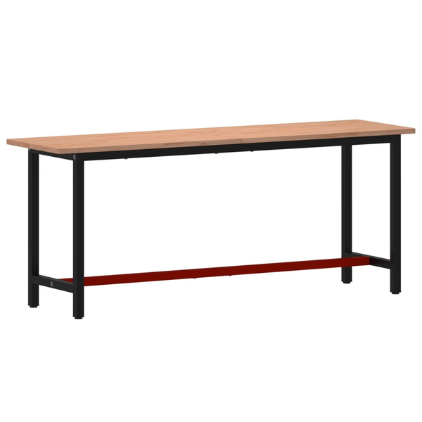 tömör bükkfa és fém munkaasztallap 200x55x81,5 cm