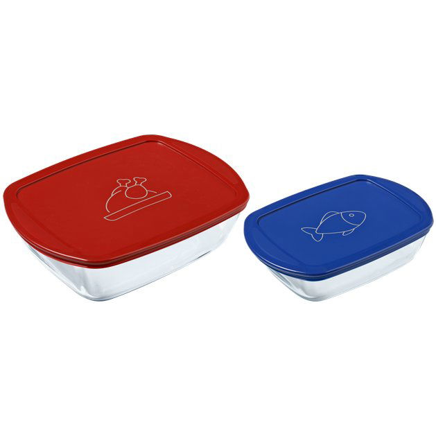 PYREX 913S567/7645 Ételtároló doboz szett, téglalap alakú, 2 db (3426470297578)