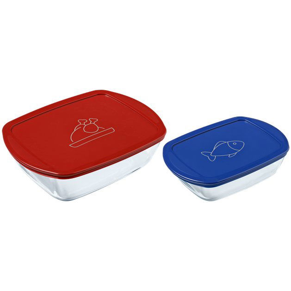 PYREX 913S567/7645 Ételtároló doboz szett, téglalap alakú, 2 db