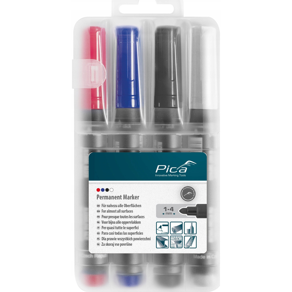 Pica permanent Marker 1-4mm - Vegyes színek (4db/csomag)