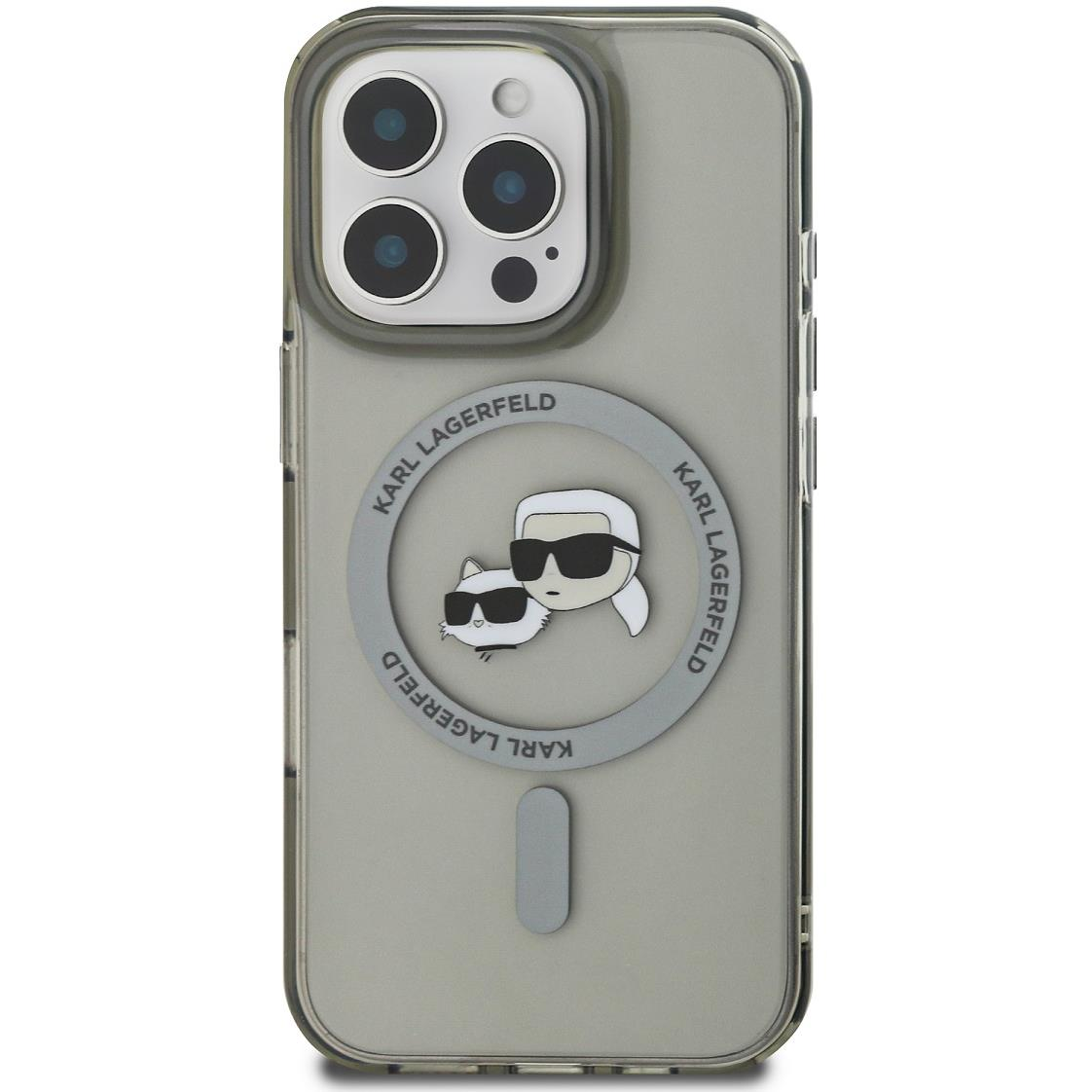Karl Lagerfeld IML K&CH Heads Metal Frame MagSafe iPhone 16 Pro Black tok (KLHMP16LHLSKCK)