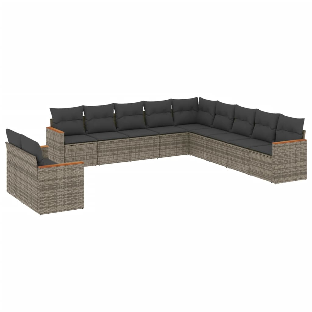 11 részes szürke polyrattan kerti ülőgarnitúra párnákkal (3226130)