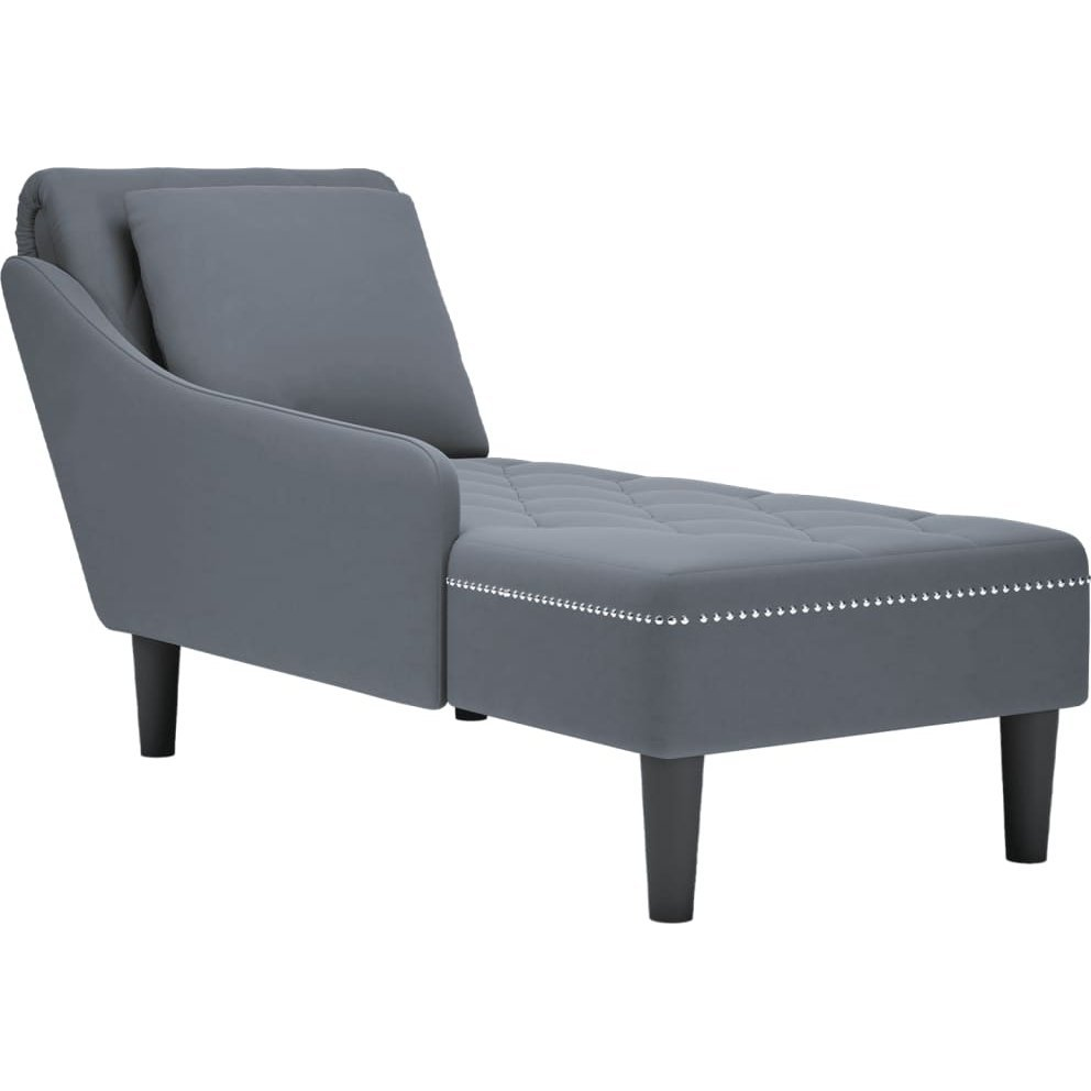 sötétszürke bársony dívány párnával és jobb kartámasszal (4009773)