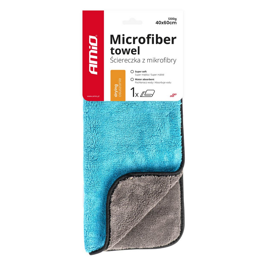 AMiO , Törlőkendő Mikroszálas 40x60cm, Két funkciós, 1200GSM (0503758) (0503758)