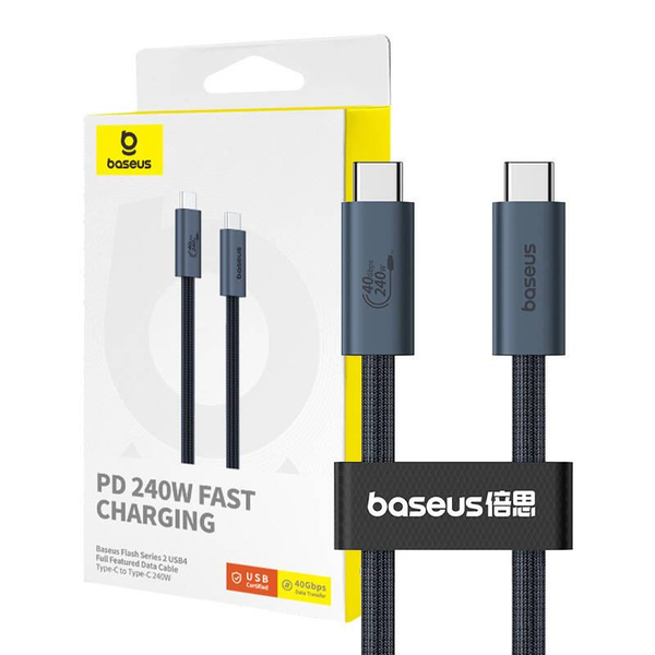 BASEUS USB-C KABEL RYCHLÉ NABÍJENÍ TYP-C KABEL 240W PD 3.1 USB4 8K 1M