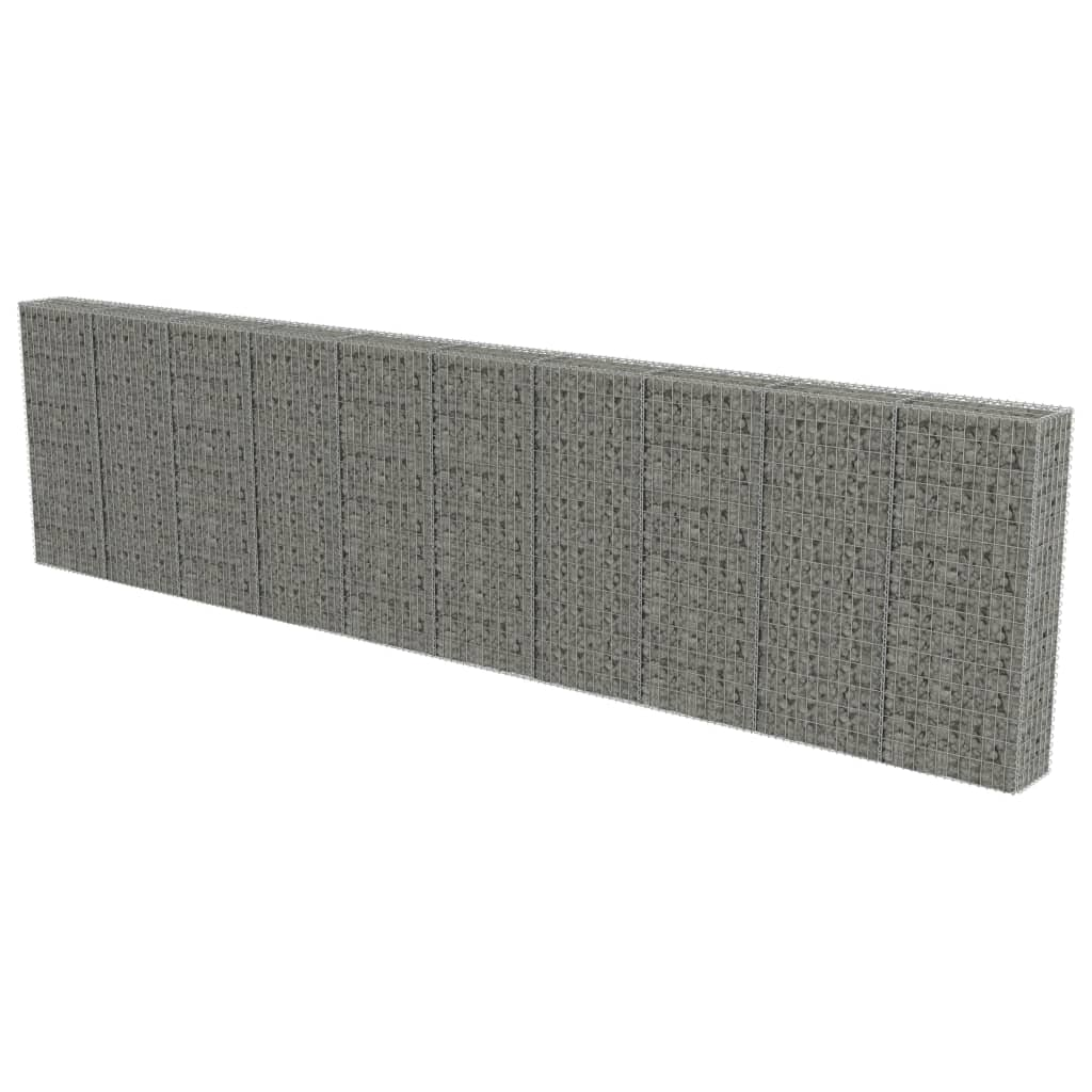 horganyzott acél gabion fal fedéllel 600 x 30 x 150 cm (143585)