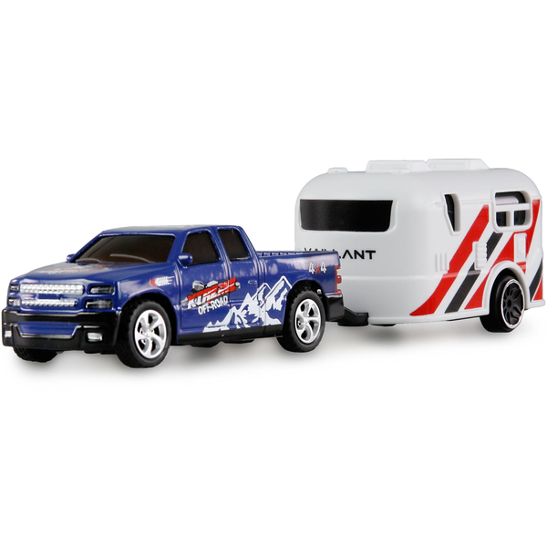 Amewi RC Pickup Die Cast mit Wohnwagen      1:64 RTR blau 6+