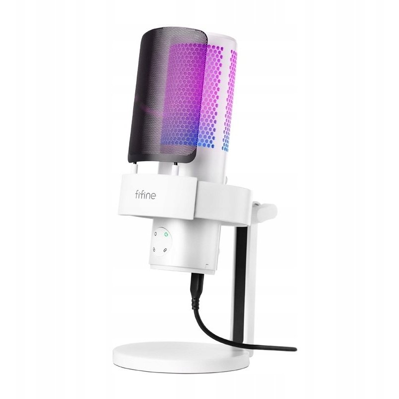 FIFINE A9 stúdió mikrofon állvánnyal fehér kardioid USB A9W (5410464334255)