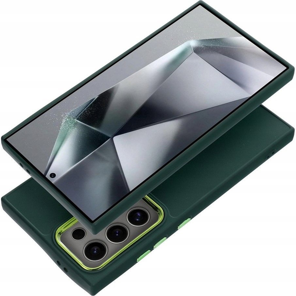 Frame Samsung Galaxy S24 FE közepesen ütésálló tok kameravédő kerettel, zöld