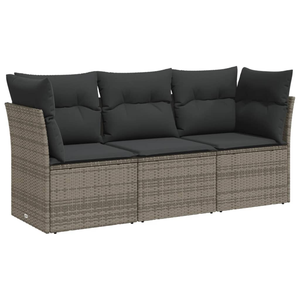 3 részes szürke polyrattan kerti ülőgarnitúra párnákkal (3217210)