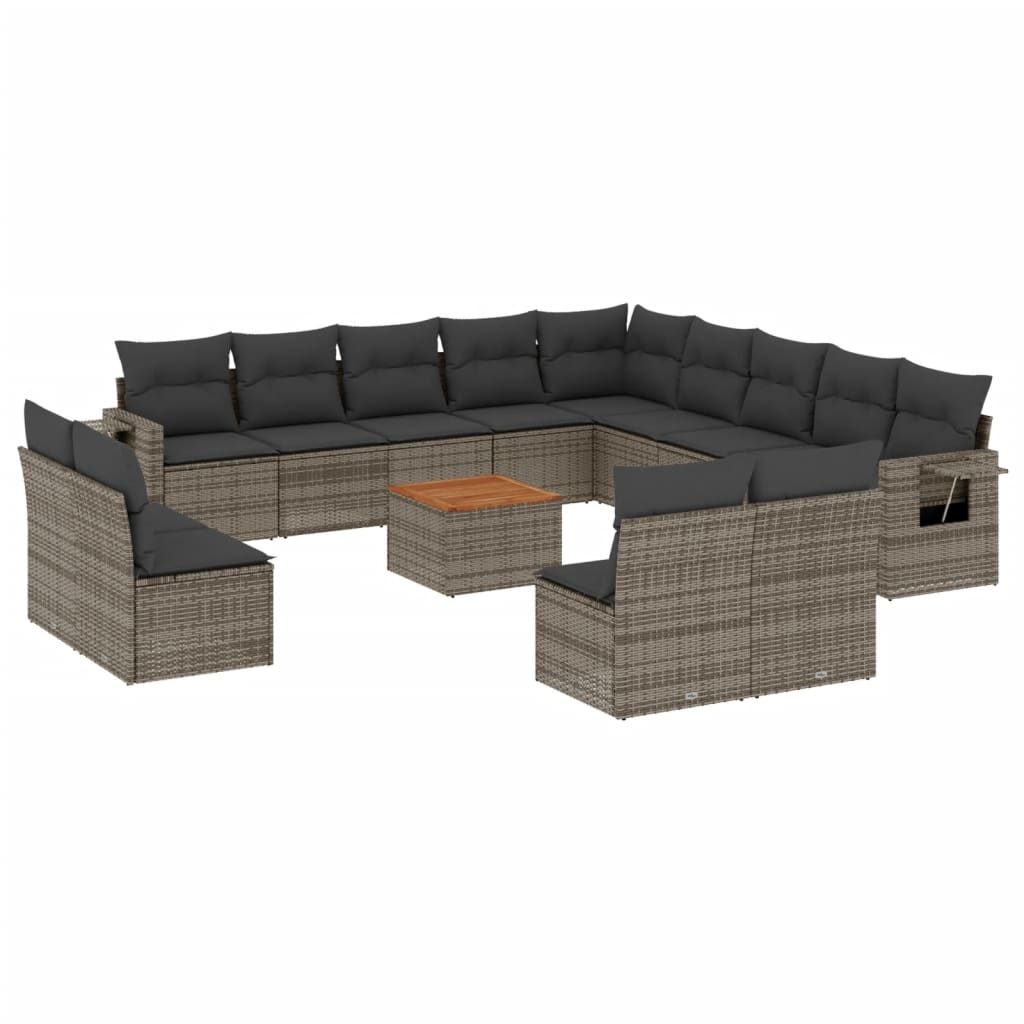 14 részes szürke polyrattan kerti ülőgarnitúra párnákkal (3257152)