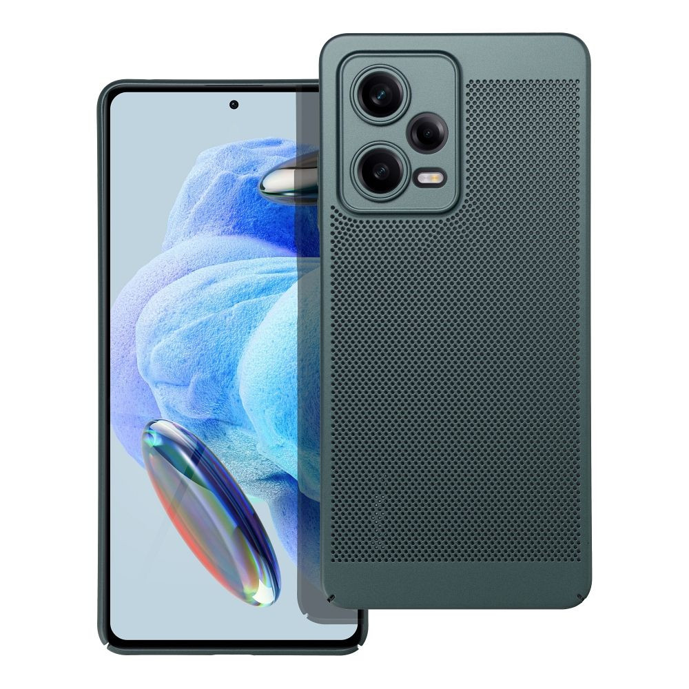 Xiaomi 13T / 13T Pro / Redmi K60 Ultra, Műanyag hátlap védőtok, légáteresztő, lyukacsos minta, Breezy, sötétzöld (5903396264412)