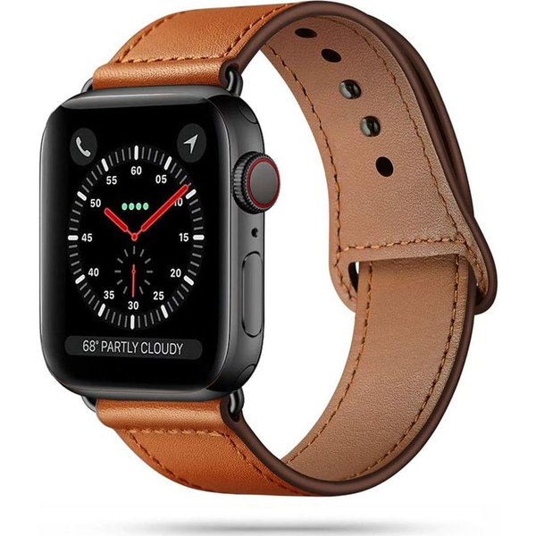 Apple Watch 4-6, SE, SE (2022), SE (2025) (42 / 44 mm) / Watch 7-9 (45 mm) / Watch Ultra 1-3 (49 mm), bőr pótszíj, állítható, TP LeatherFit, barna