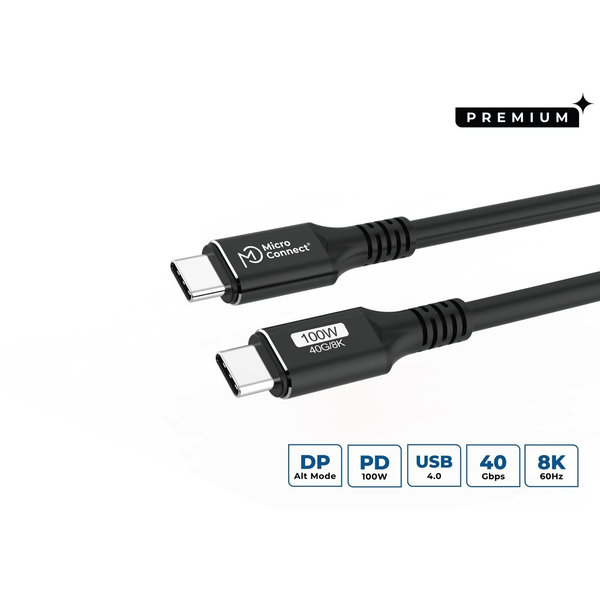 Microconnect USB4CC015 USB-kabel USB4 Gen 3x2 0,15 m USB C Sort