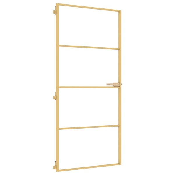 Puerta De Interior Dorada Vidrio Templado Y Aluminio 93x201,5cm Vidaxl
