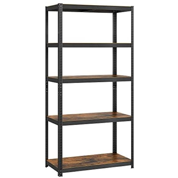 Songmics polc, 5 polc, ipari, 180 × 90 × 40 cm, barna-fekete (81072)
