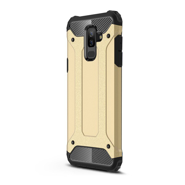 Defender műanyag telefonvédő (közepesen ütésálló, légpárnás sarok, szilikon belső, fémhatás) ARANY [Samsung Galaxy A6+ (2018) SM-A605F] (5996457768196)