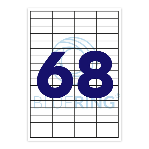 Bluering Etikett címke, 48,5x16,9mm, 100 lap, 68 címke/lap