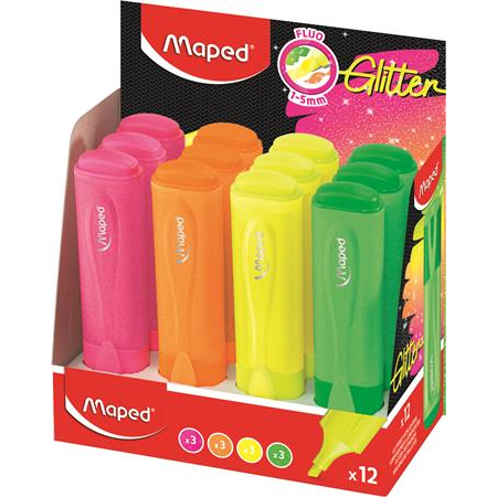 Maped Szövegkiemelő display, 1-5 mm,  "Glitter Fluo Peps", vegyes fluoreszkáló színek (IMA740248)