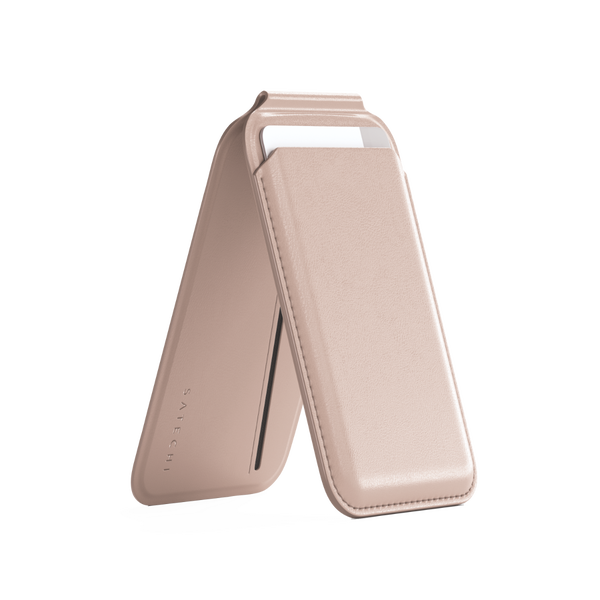 SATECHI Vegan-Leather Magnetic Wallet Stand iPhone 12/13/14/15 rózsaszín